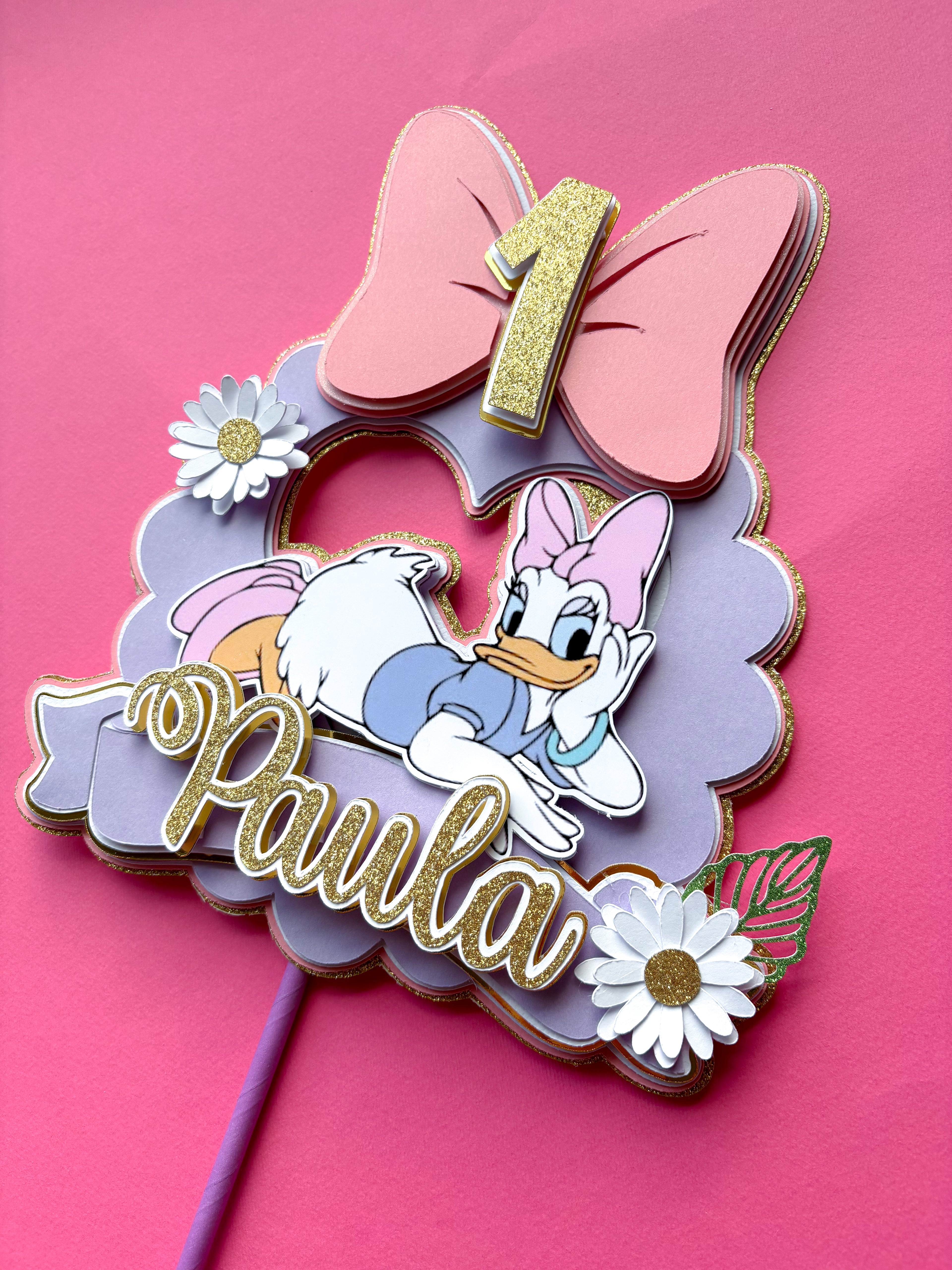 Personalizirani toper za tortu s imenom i brojem – Daisy / Minnie (3D)