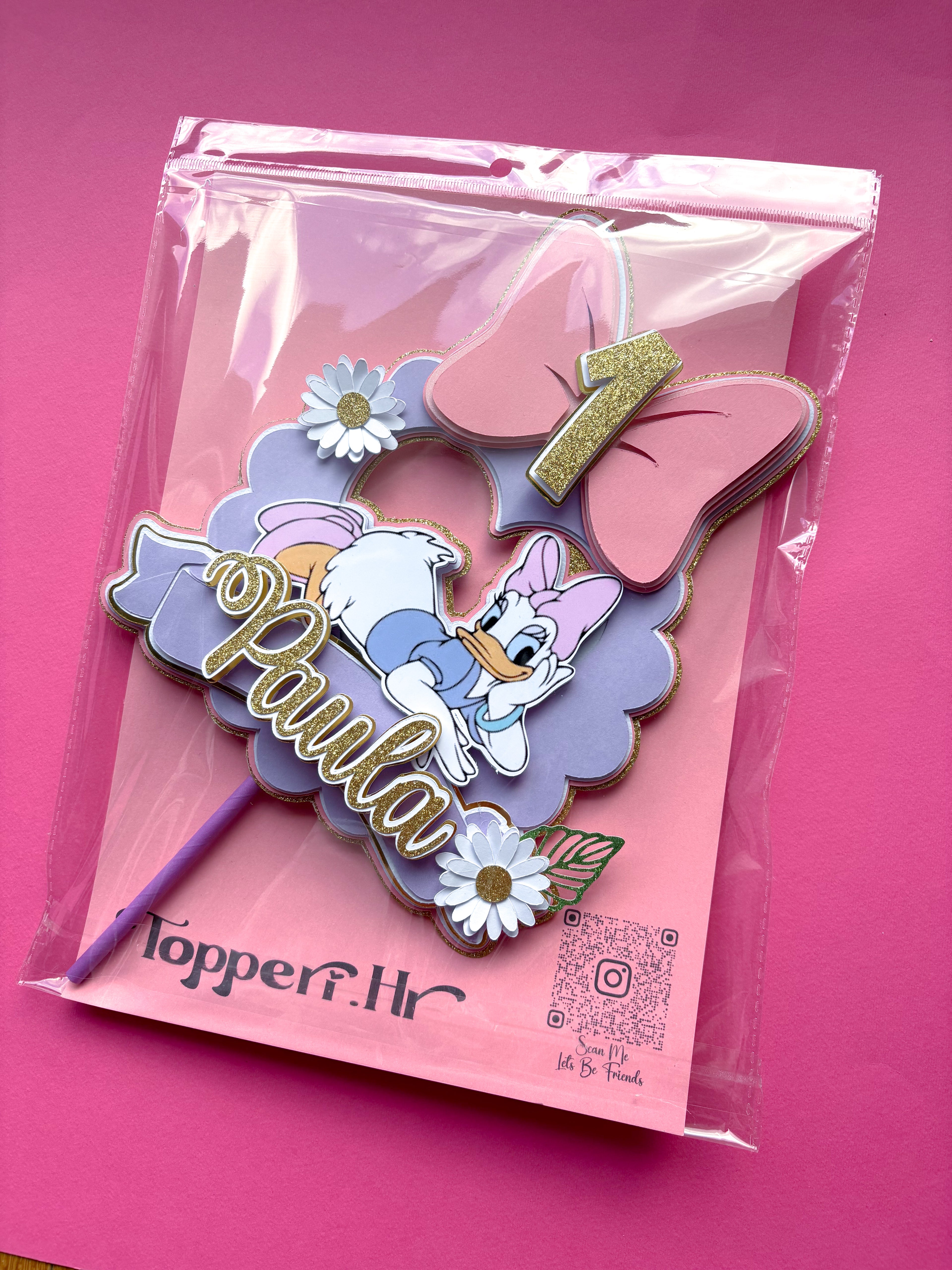 Personalizirani toper za tortu s imenom i brojem – Daisy / Minnie (3D)