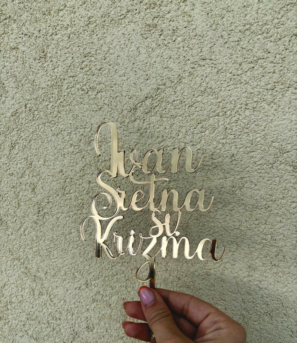 Personalizirani pleksiglas toper – ime Sretna Sv. Krizma