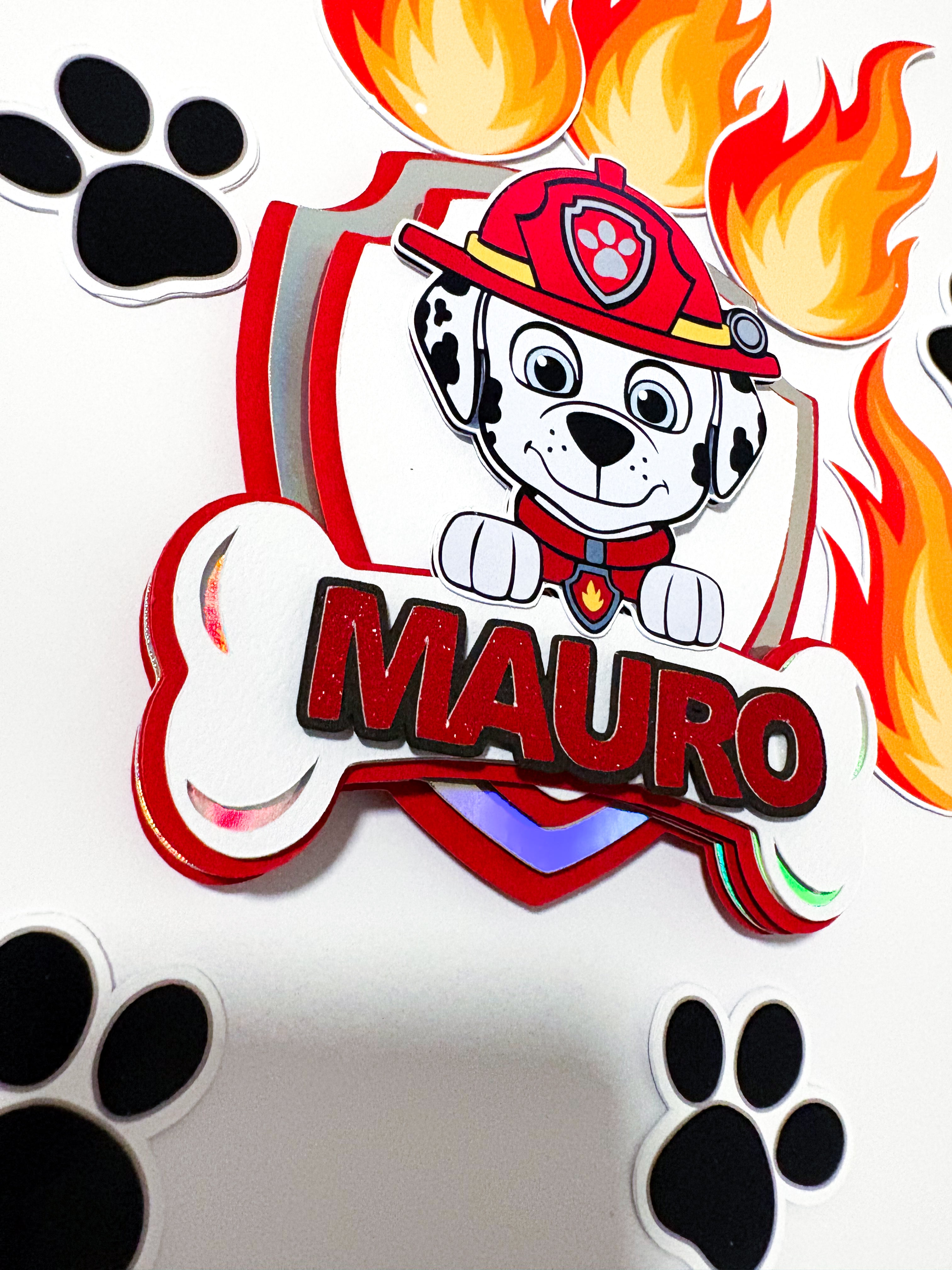 Personalizirani set topera za tortu s imenom i brojem – Paw Patrol Marshall (3D)