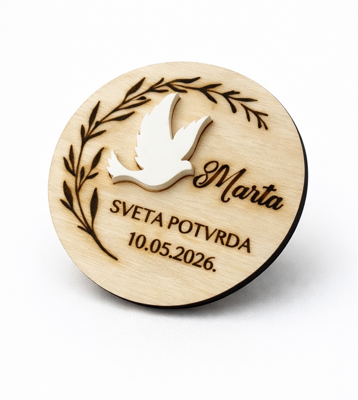 personalizirana drvena magnet zahvalnica za svetu potvrdu,trajna uspomena