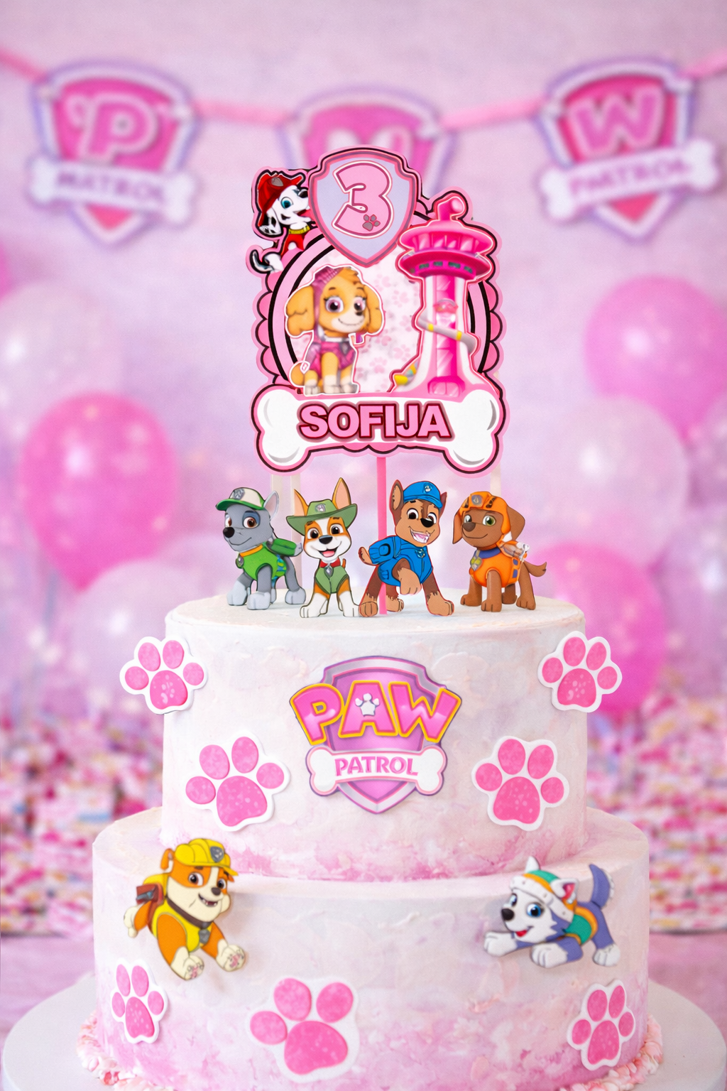 Paw Patrol Skye set topera za tortu – personalizirani topper s imenom i brojem