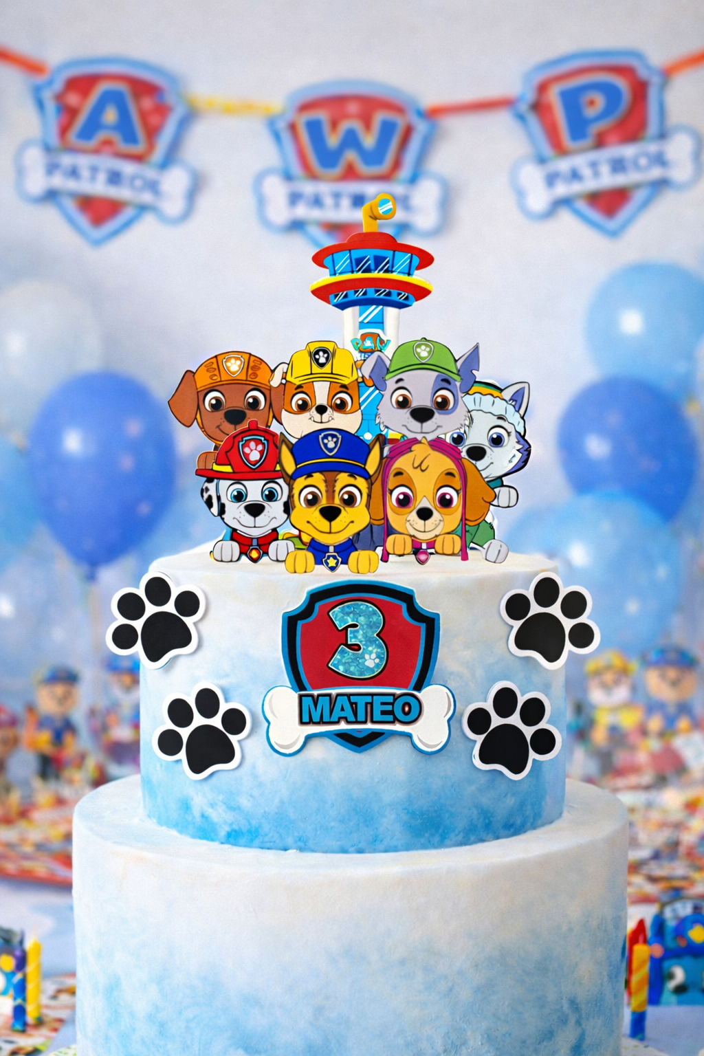 Paw Patrol set – personalizirani topper s imenom i brojem