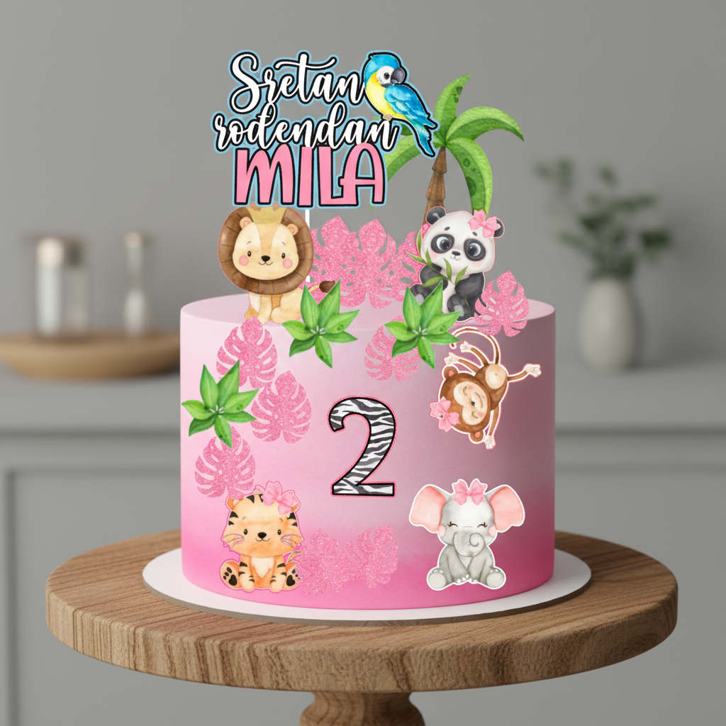 Personalizirani rozi safari cake topper