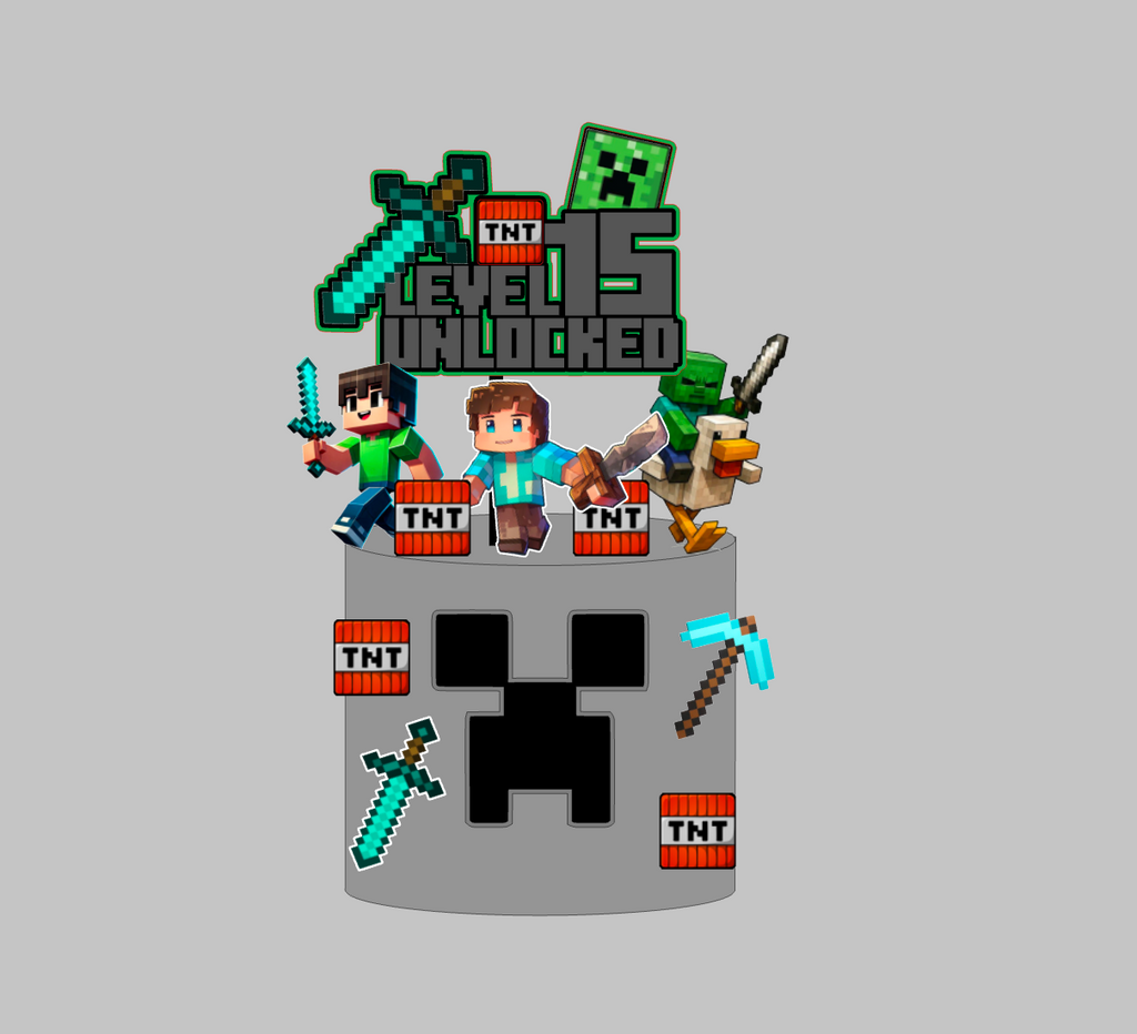Personalizirani set topera za tortu s imenom i brojem – Minecraft (3D)