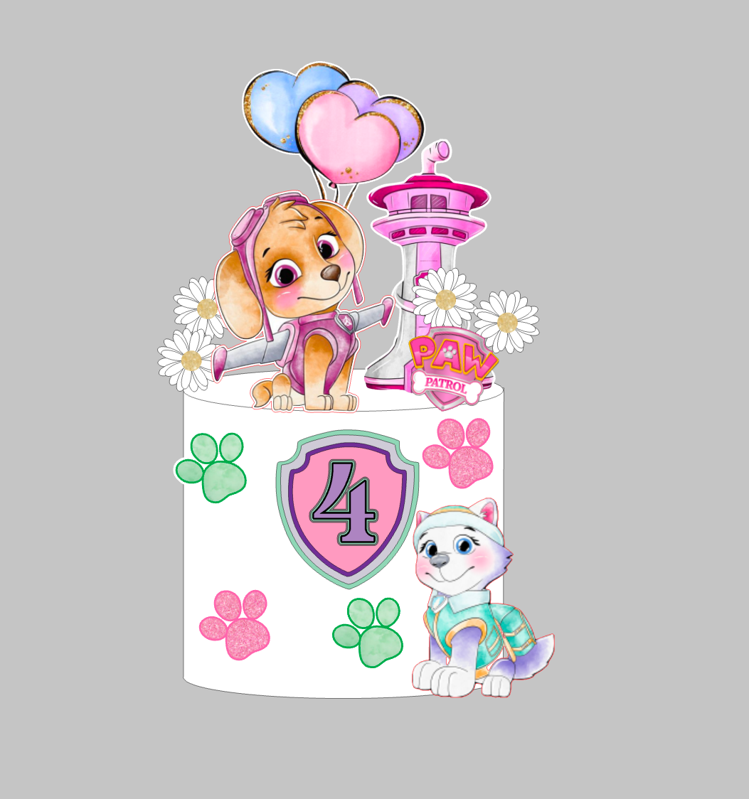 Skye Paw Patrol set topera za tortu – personalizirani rođendanski toper