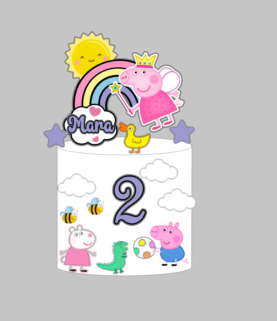 Personalizirani set topera za tortu s imenom i brojem – Peppa Pig (3D)