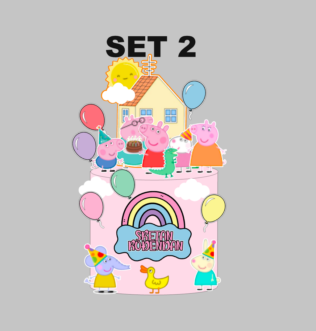 Peppa Pig set topera za tortu – personalizirani 3D rođendanski topper