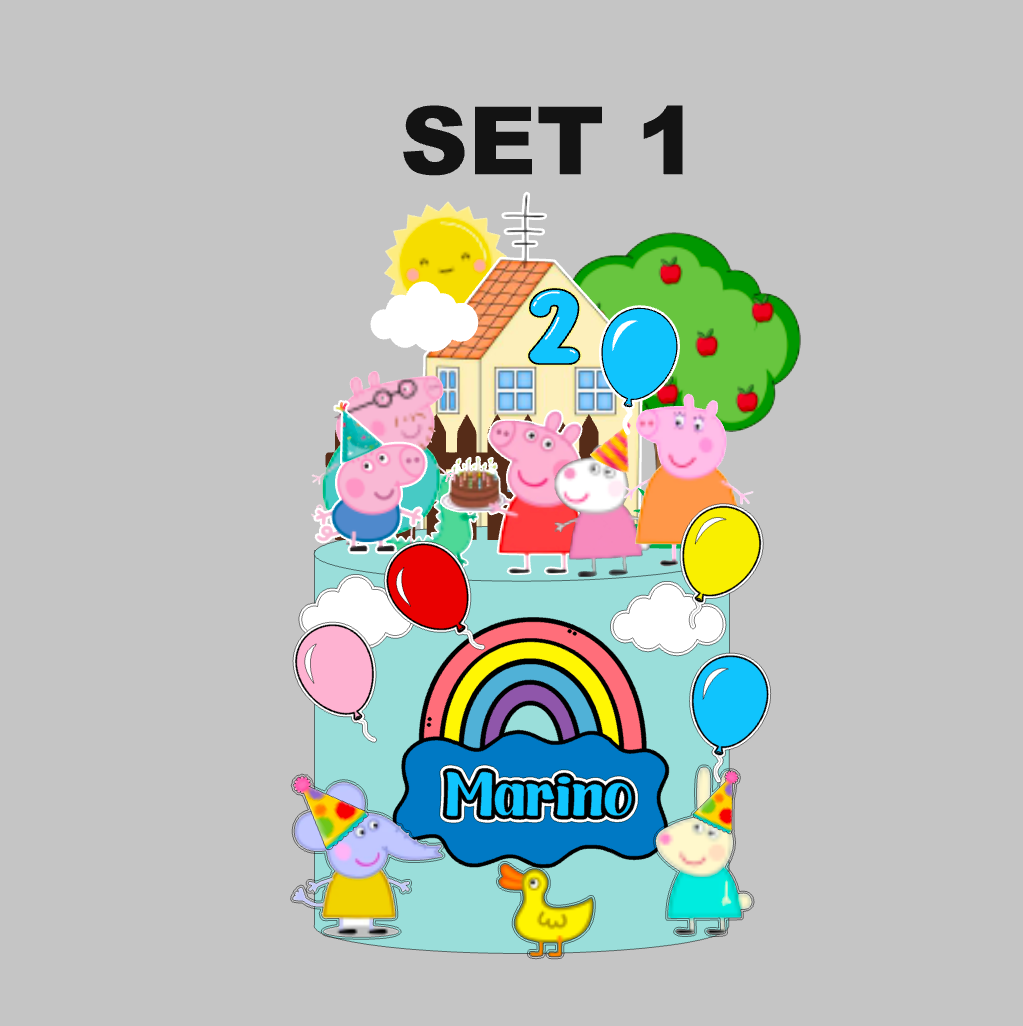 Peppa Pig set topera za tortu – personalizirani 3D toper s imenom i brojem