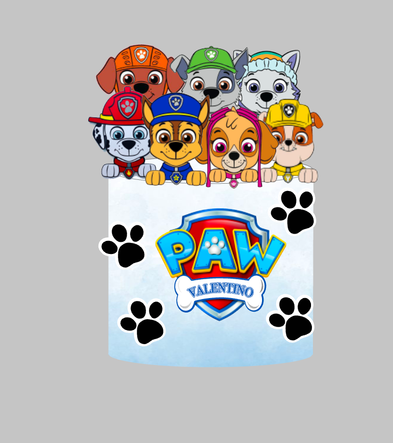 Paw Patrol toper za tortu s imenom Valentino, psi Paw Patrola i otisci šapa – set 7