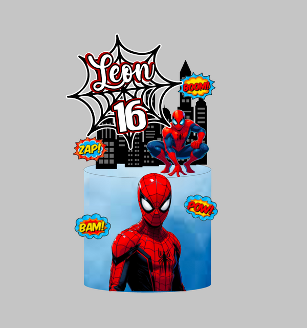 Spiderman set topera za tortu s imenom Leon i brojem 16, paukova mreža i neboderi – set 1