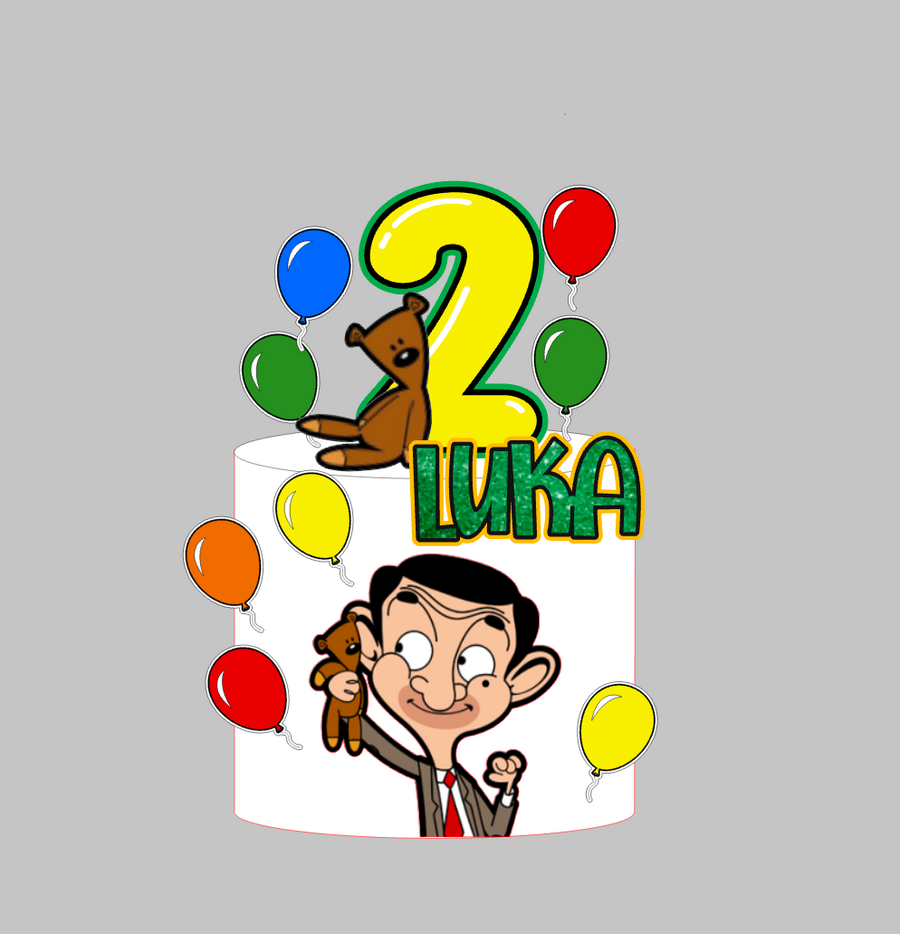 Mr Bean set 3 – toper za tortu s imenom i brojem, Mr Bean s Teddyjem i baloni