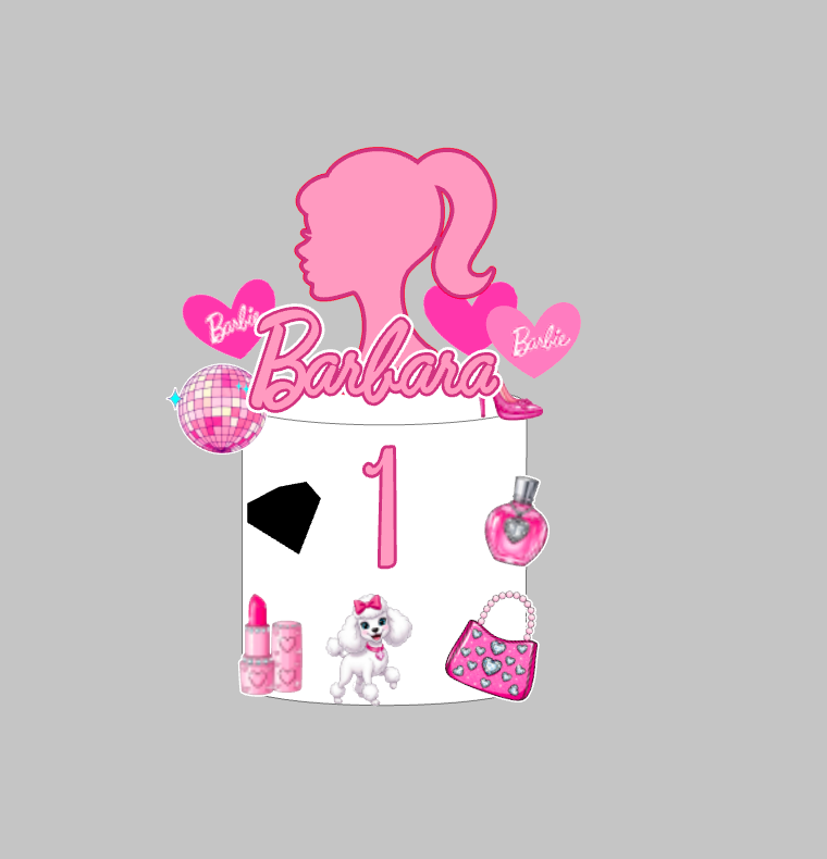 Barbie set topera za tortu – personalizirani topper s imenom i brojem