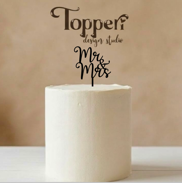 Toper za vjenčanje – Mr & Mrs, srcolik kurziv