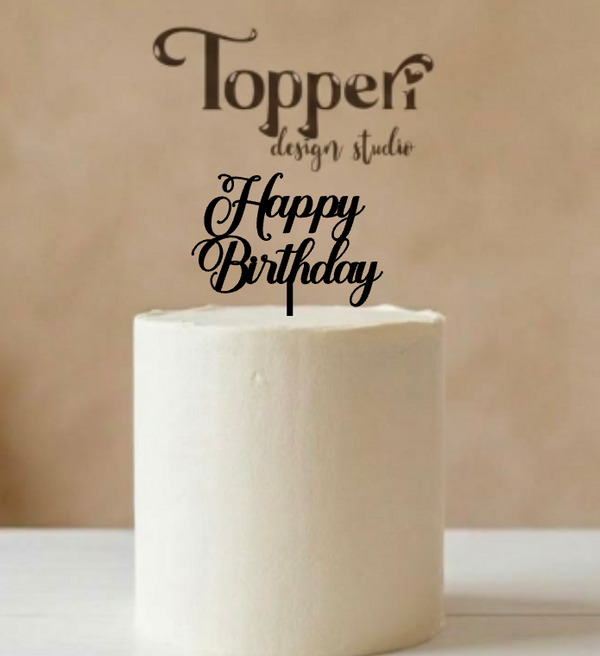 Toper za rođendan – Happy Birthday, elegantni kurziv