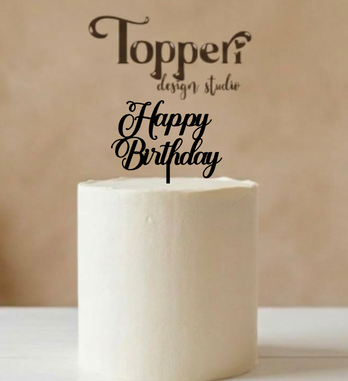 Toper za rođendan – Happy Birthday, elegantni kurziv