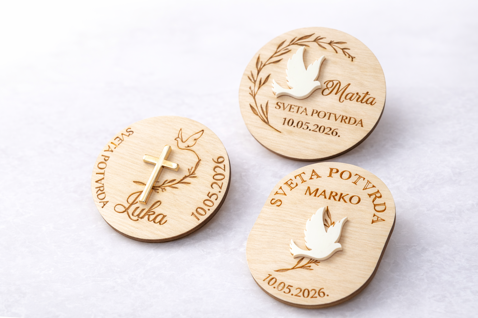 personalizirana drvena magnet zahvalnica za sakramente,sveta potvrda,pricest,krstenje