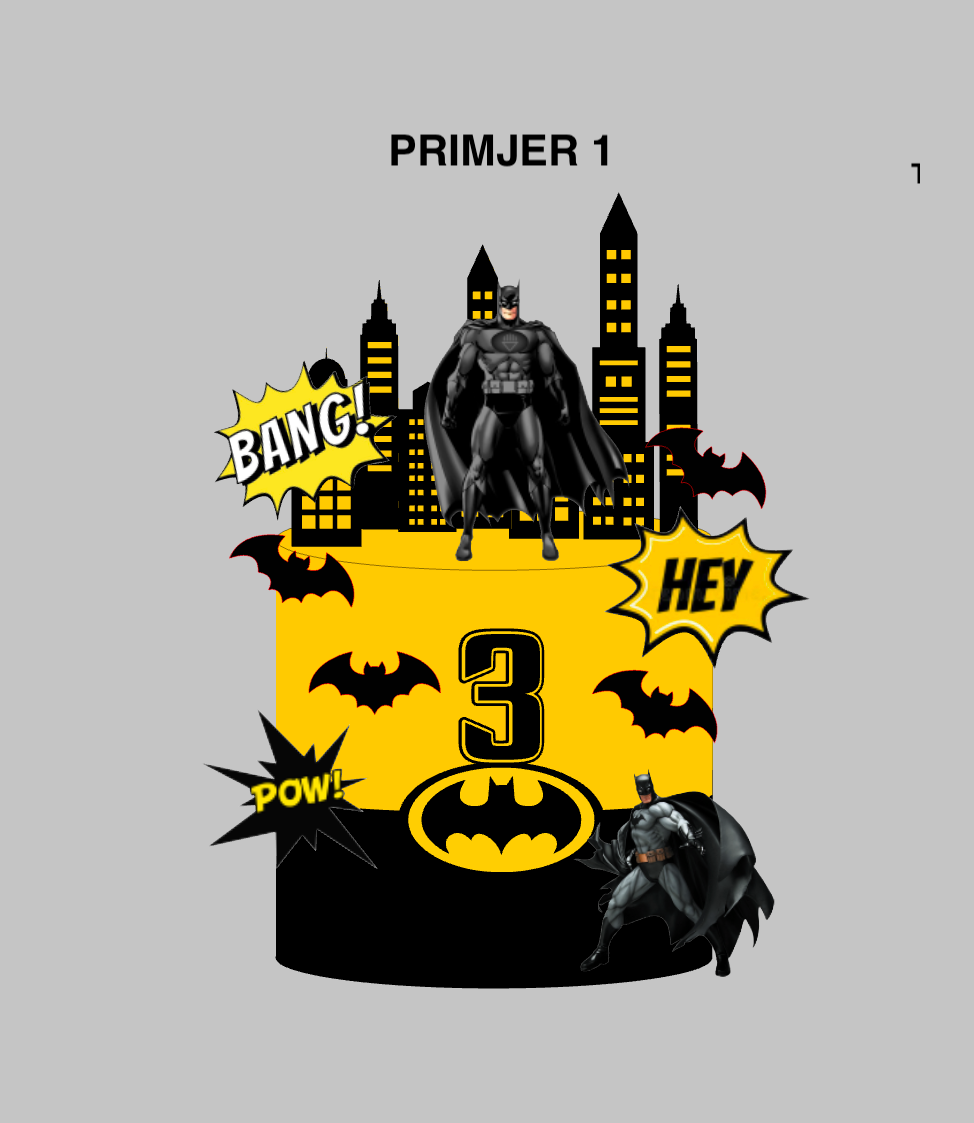 Batman personalizirani toper za tortu s imenom i brojem
