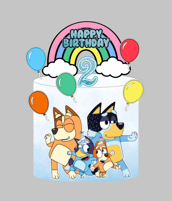 Bluey Toper za Tortu – Personalizirani Set Dekoracija za Dječji Rođendan