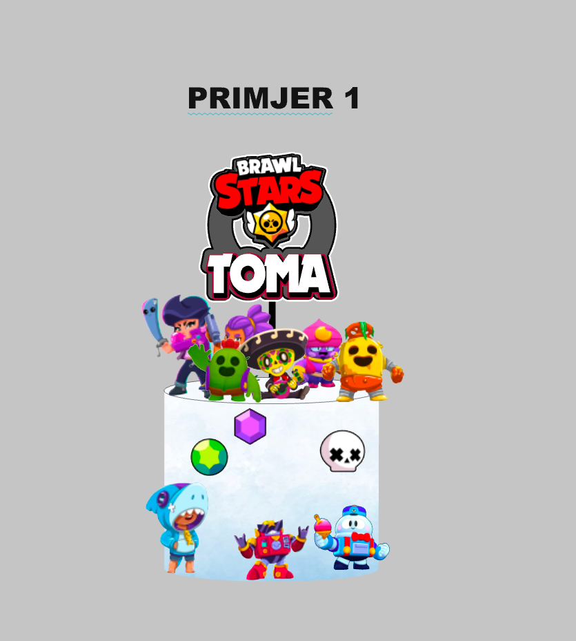 Brawl Stars personalizirani set topera za tortu – dječja rođendanska dekoracija