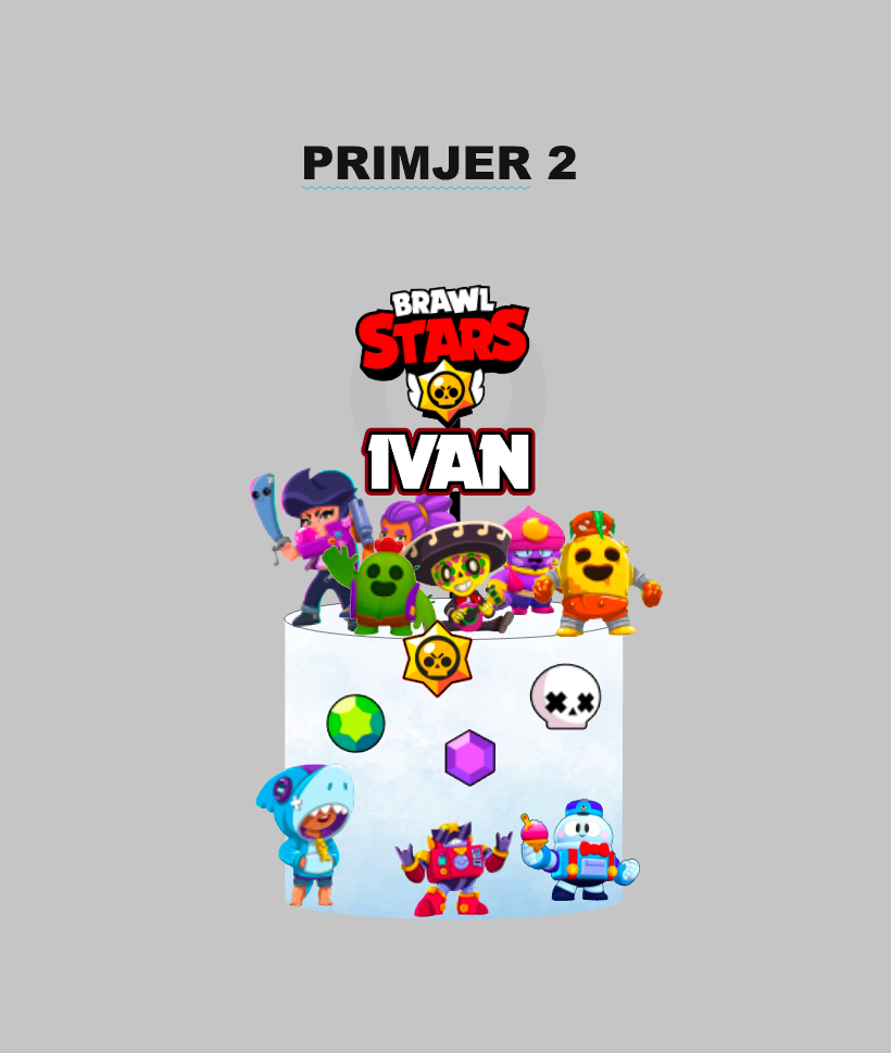 Brawl Stars personalizirani set topera za tortu – dječja rođendanska dekoracija