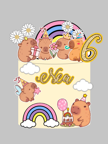 Capybara Toper za Tortu – Personalizirana Dekoracija za Rođendan