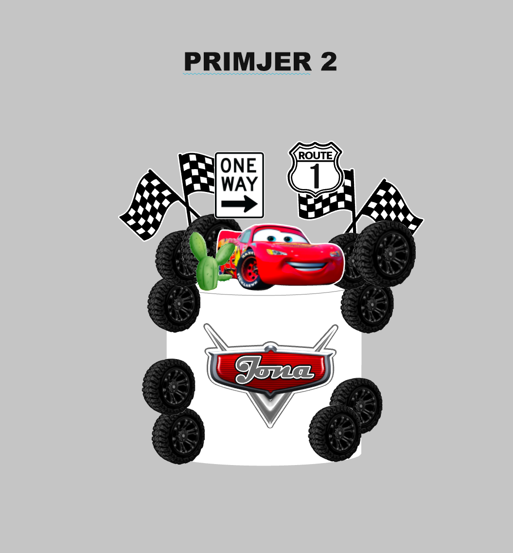 Cars racing rođendanska dekoracija za tortu
