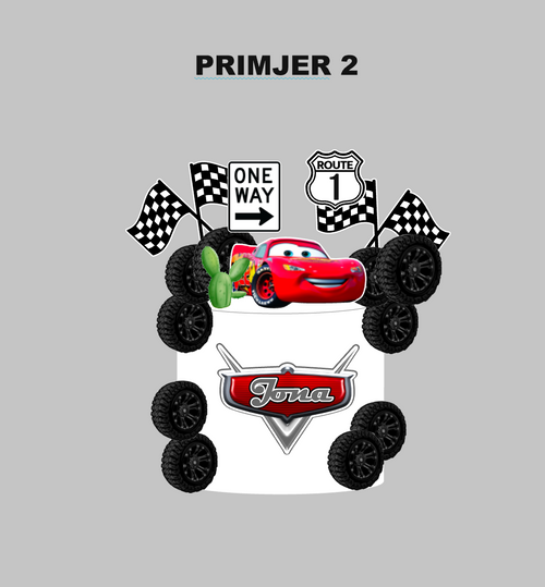 Cars racing rođendanska dekoracija za tortu
