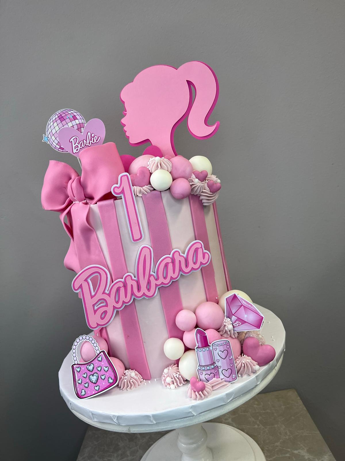 Barbie set topera za tortu – personalizirani topper s imenom i brojem