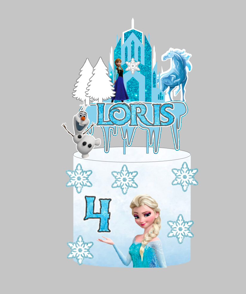 Frozen Elsa Dvorac Toper za Tortu – Premium Topperi.hr Dizajn s Ledenim Dvorcem