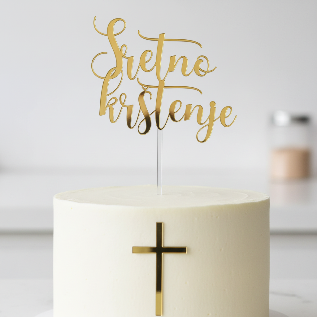 Gold Topper on Top with Gold Cross in Middle