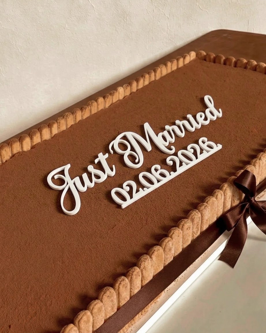 Just Married – pleksiglas toper s datumom