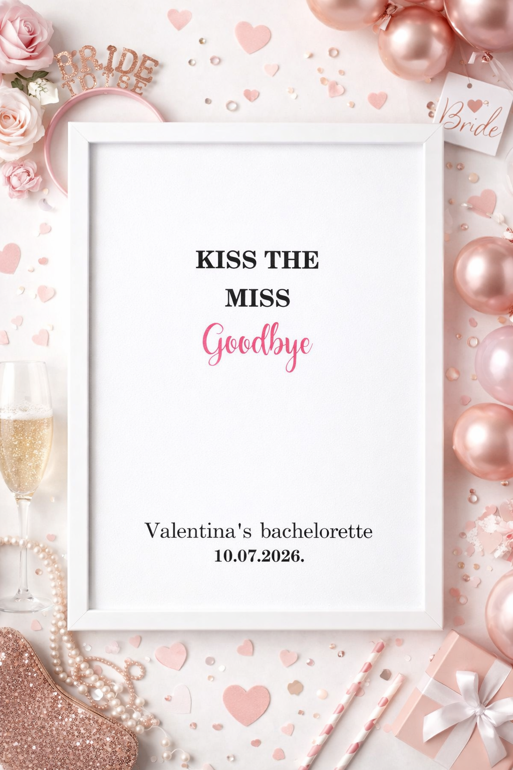 okvir za djevojacku vecer kiss the miss uspomena za mladu