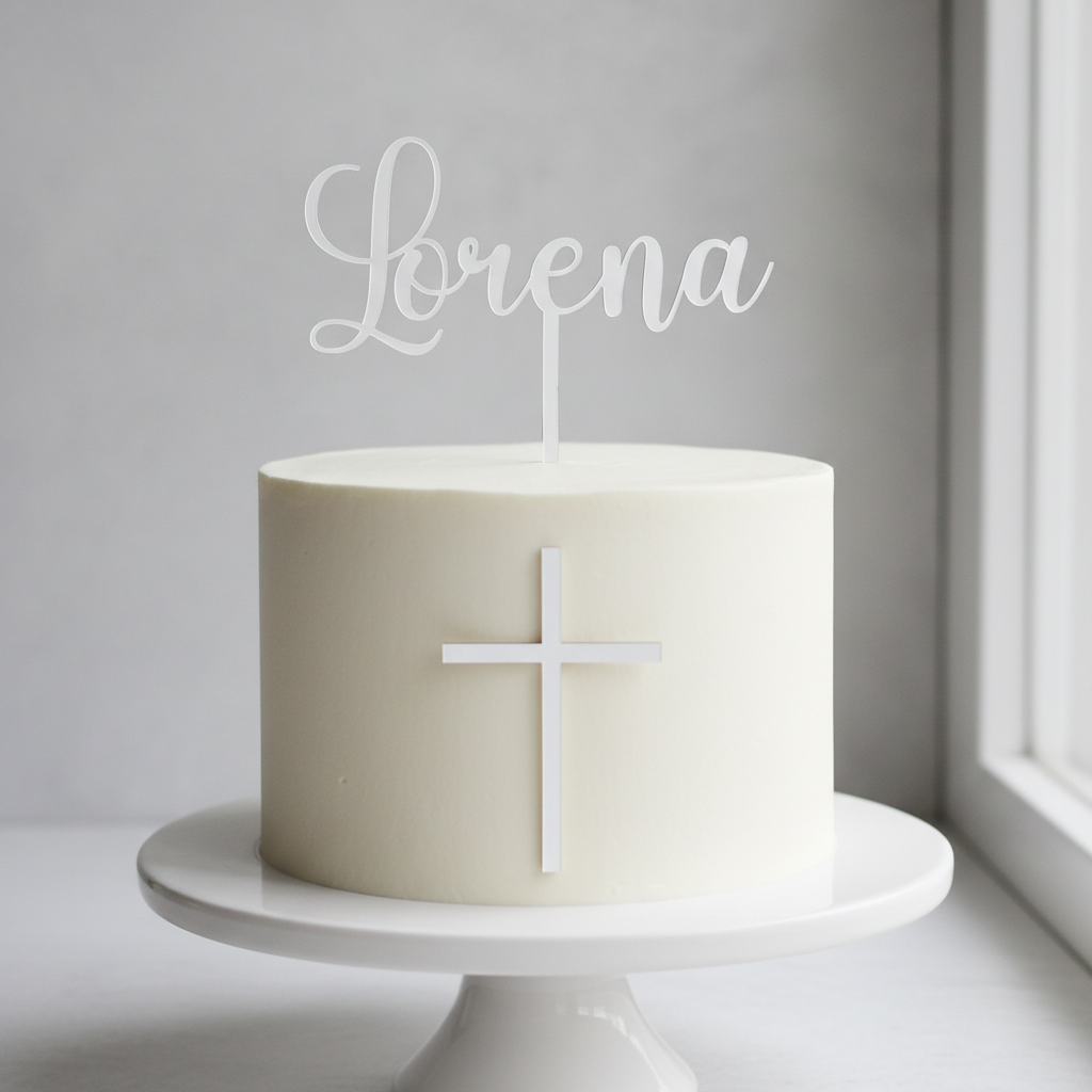 Matte White Topper with Square-Bottom Cross