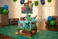 Minecraft cake toppers on cake