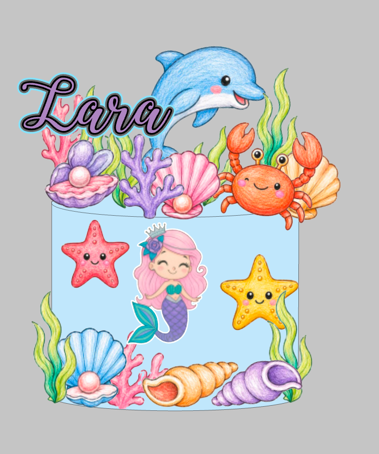 Morski Set Topera za Tortu – Sirene, Dupini i Ribe | Personalizirana Dekoracija