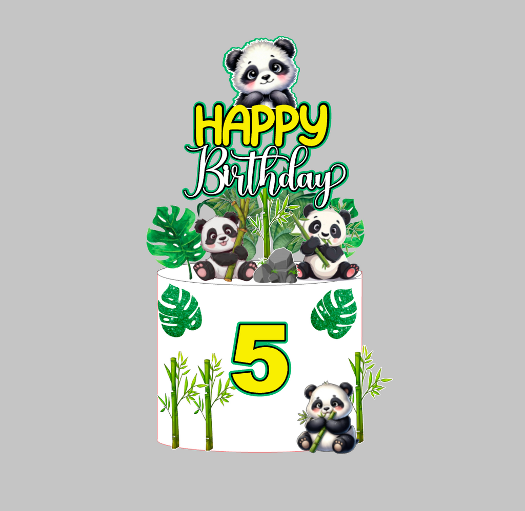 Panda džungla dekoracija za rođendansku tortu