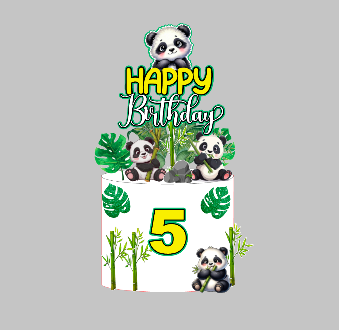 Panda džungla dekoracija za rođendansku tortu