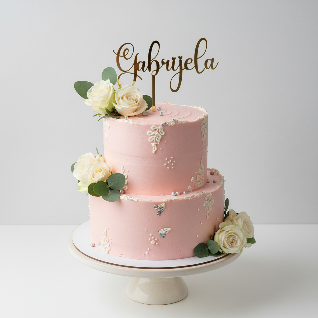 Personalized name topper on elegant cake 1
