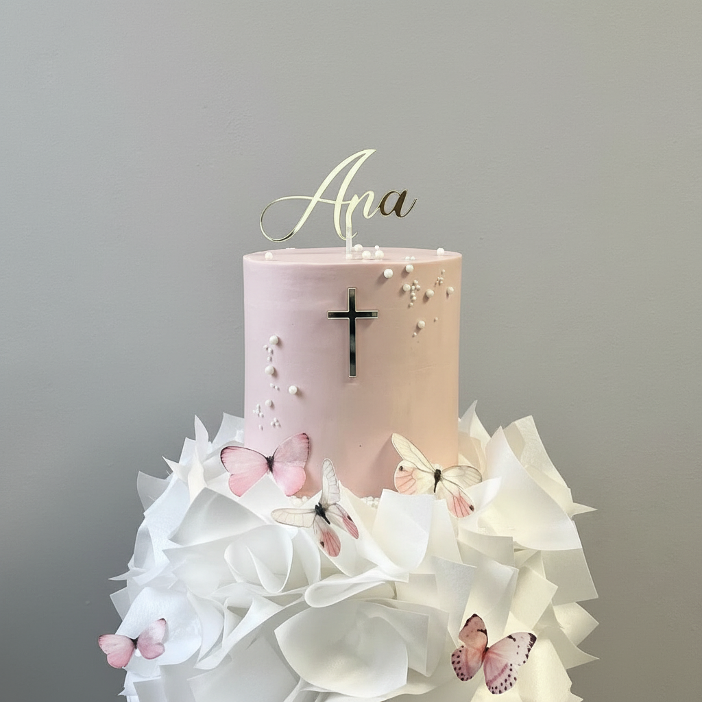 Personalized name topper on elegant cake 2
