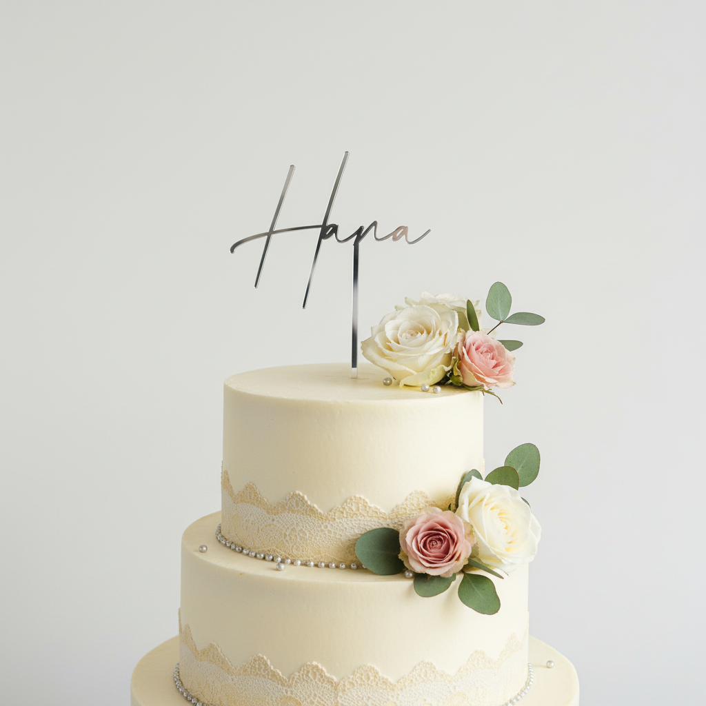 Personalized name topper on elegant cake 3
