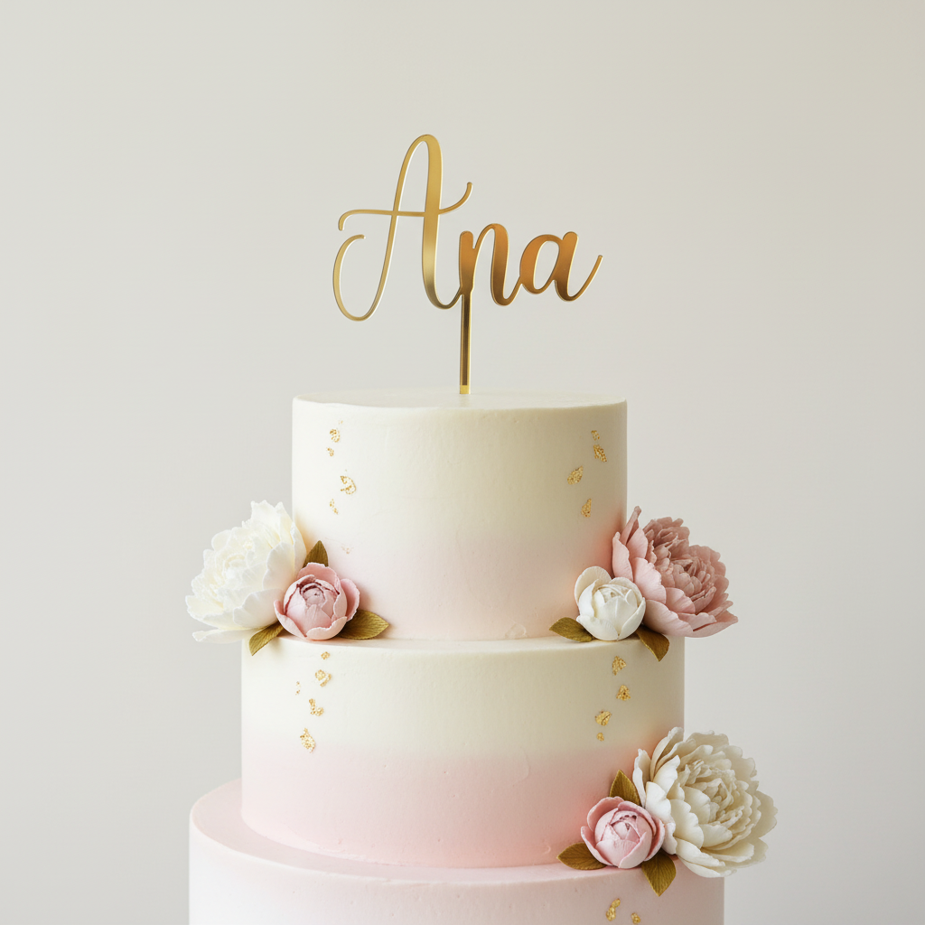 Personalized name topper on elegant cake 5