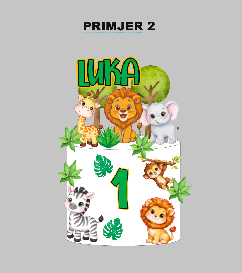 Personalizirani safari toper za tortu s džungla životinjama