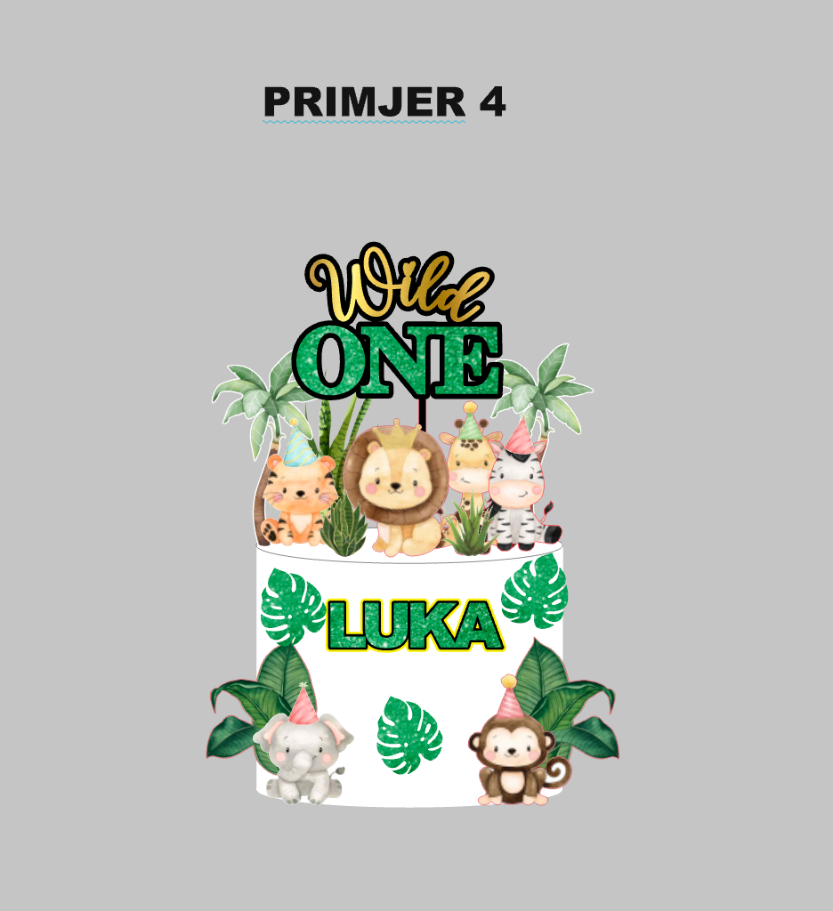 Personalizirani safari rođendanski topper za tortu