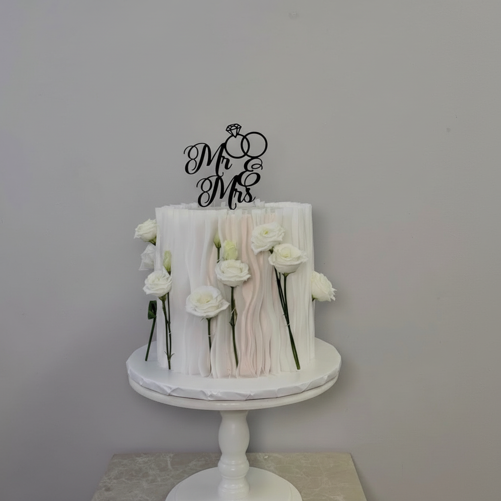 Shiny Black Topper on Modern Geometric Cake