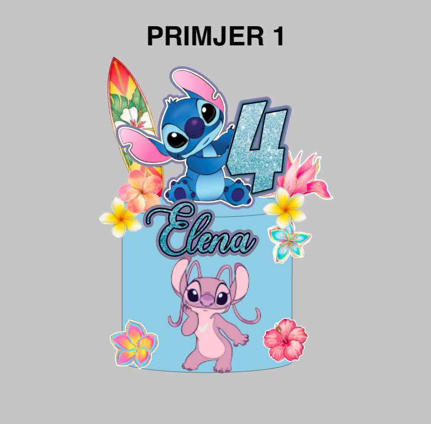 Stitch & Angel Topper Set za Tortu – Personalizirani
