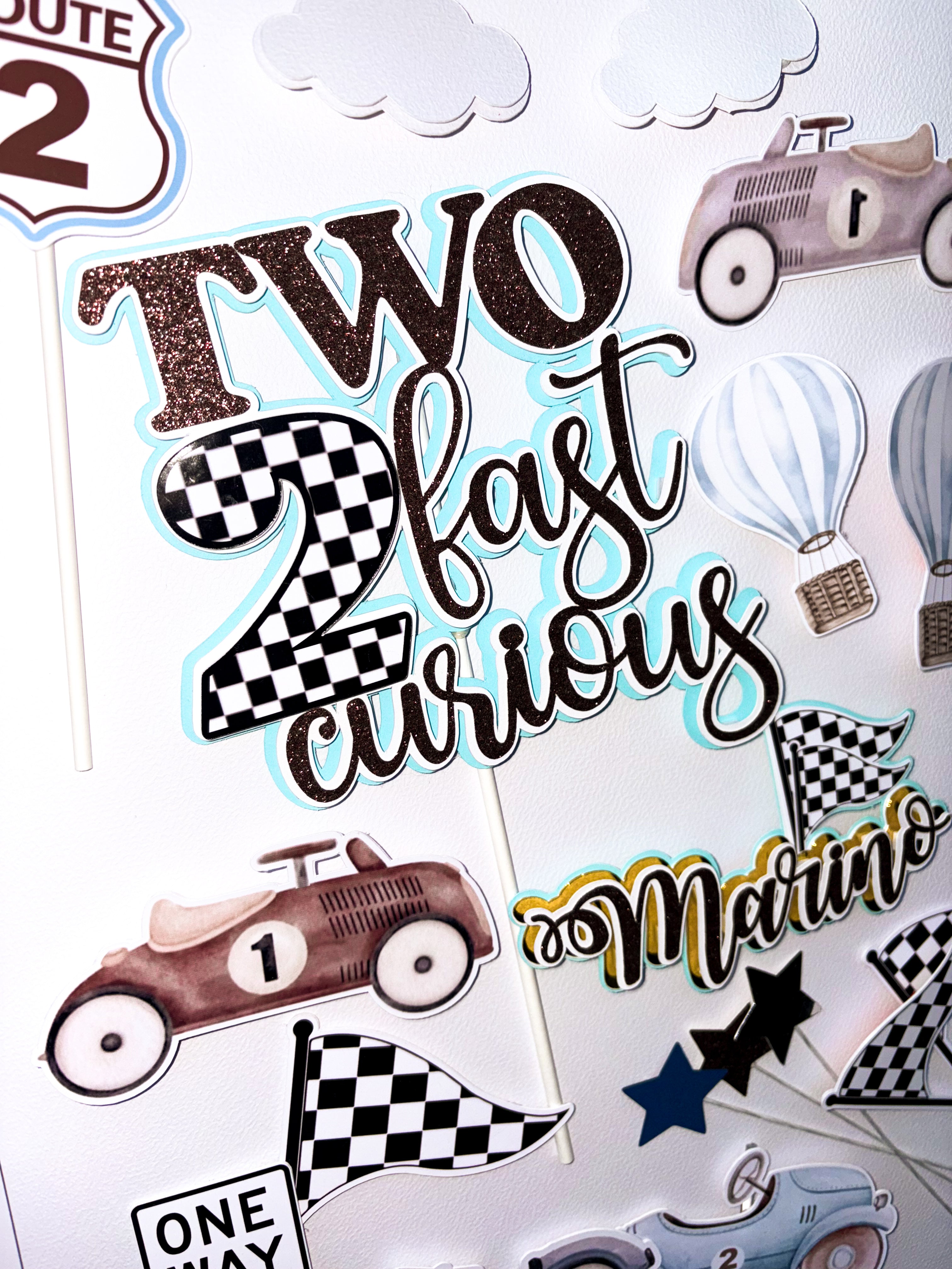 Two Fast set topera za tortu – autići rođendanski toper s imenom