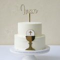 Two-Part Topper with Name on Top and Religious Item on Front